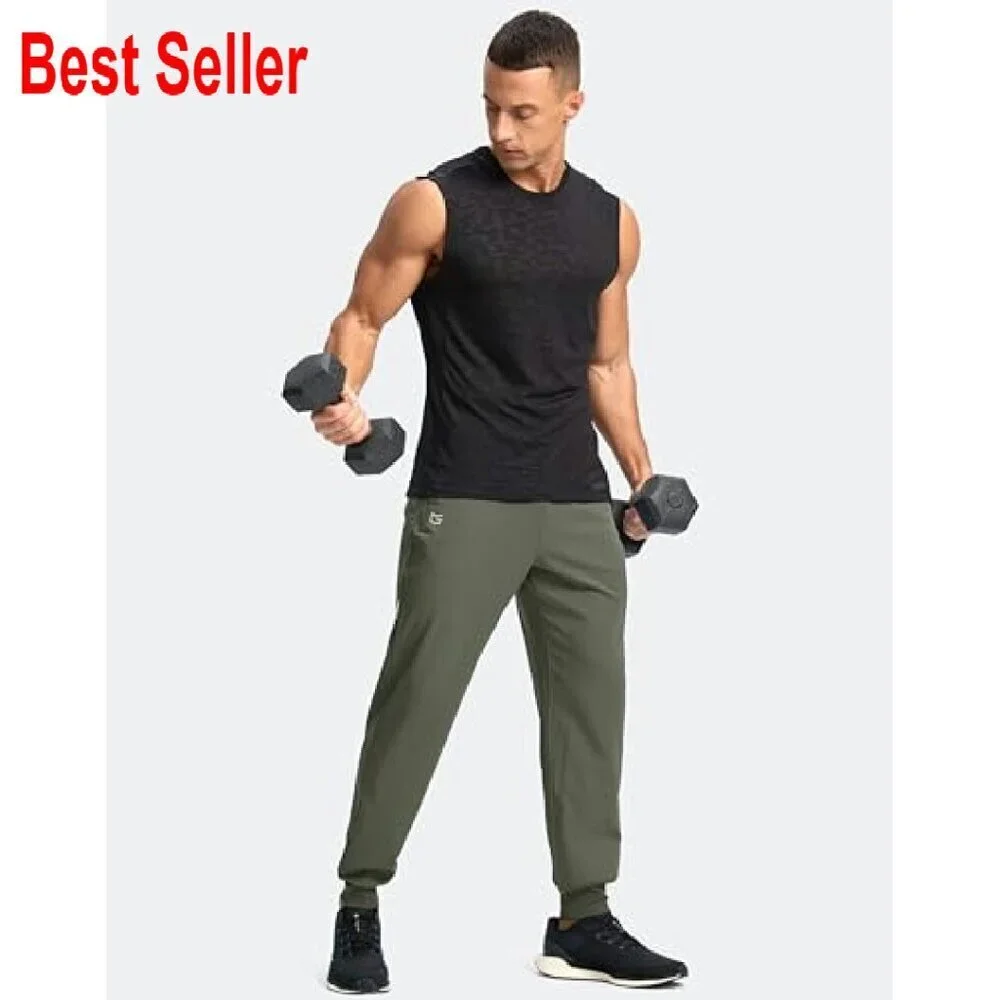 Men's Lightweight Joggers Quick Dry Athletic Pants Zipper Pockets Workout